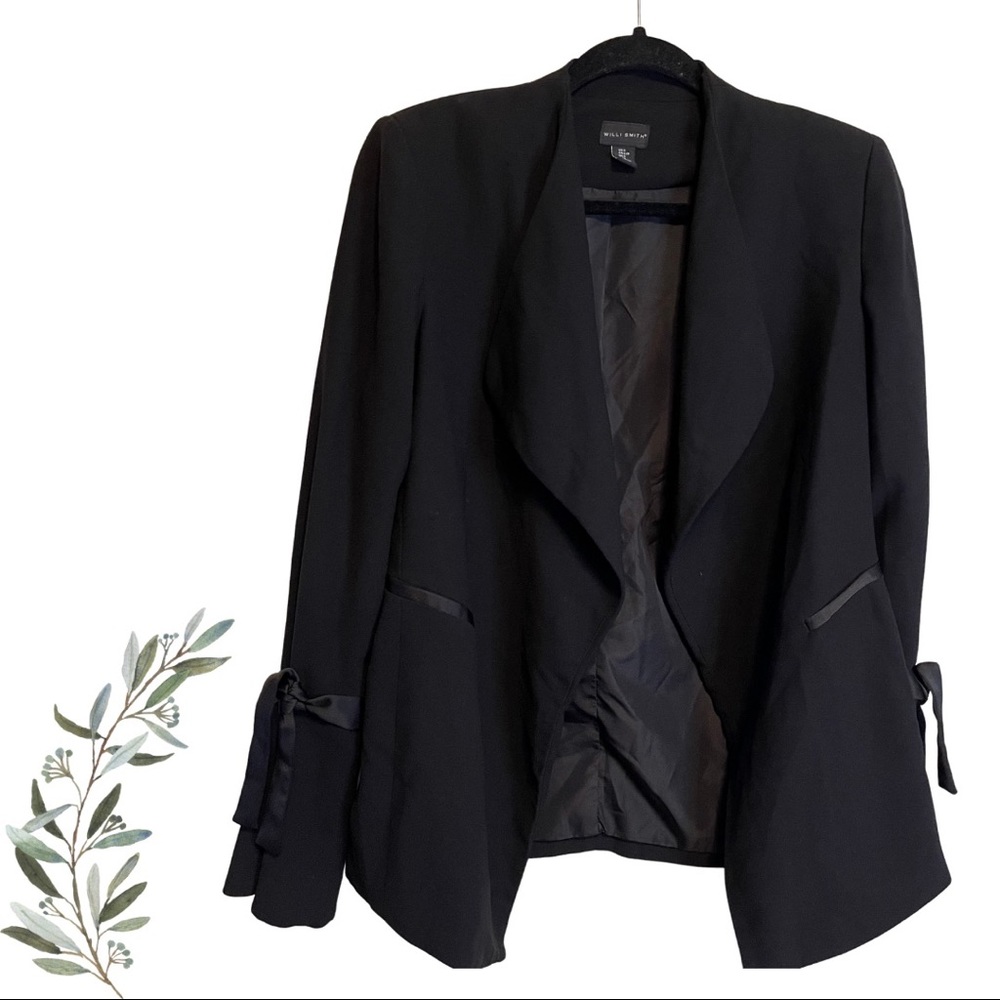 Willi Smith Black Tie Sleeve Blazer Jacket Size Small